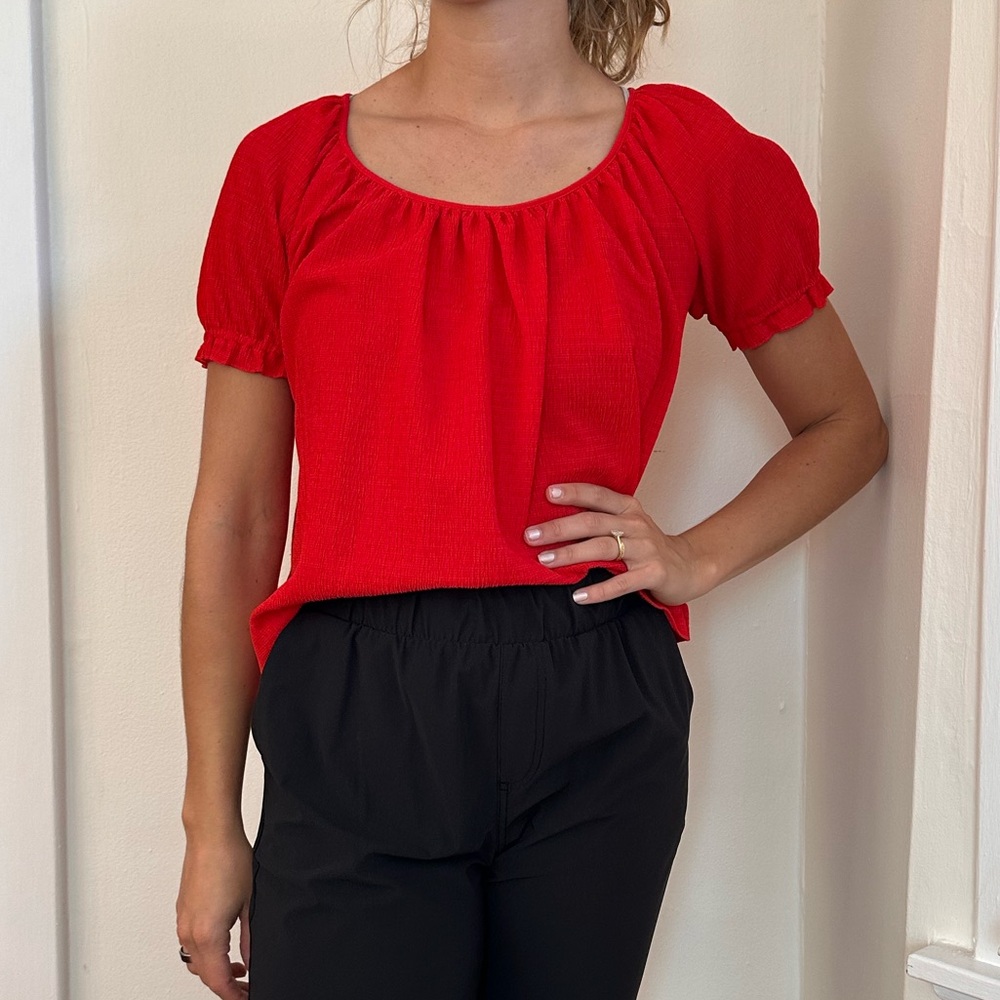 Madewell Texture & Thread Vibrant Red Top